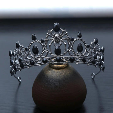Dark Goddess Gothic Halloween Crown - Black Spider Web Witch Tiaras Hair Accessories Vampire Accessory-MoonChildWorld