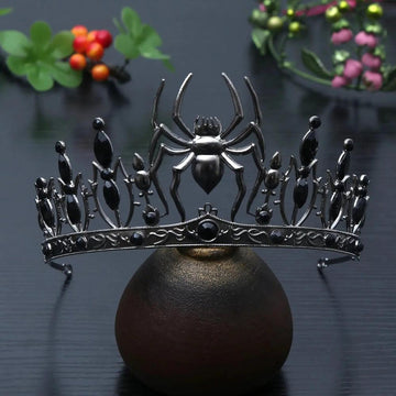 Dark Goddess Gothic Halloween Crown - Black Spider Web Witch Tiaras Hair Accessories Vampire Accessory-MoonChildWorld