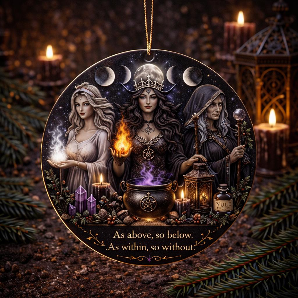 Dark Goddess Hecate Pagan Yule Ceramic Ornament – Witchcraft Christmas Decor-MoonChildWorld