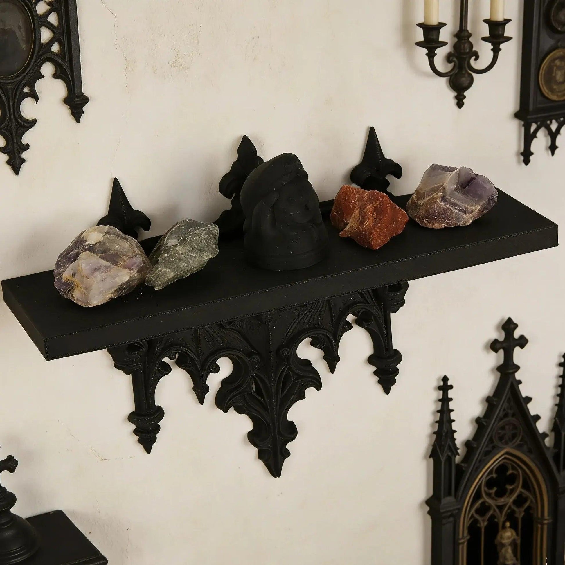 Dark Gothic Bat Carved Wall Shelf - Witch Crystal Shelf Wall Decoration & Storage-MoonChildWorld