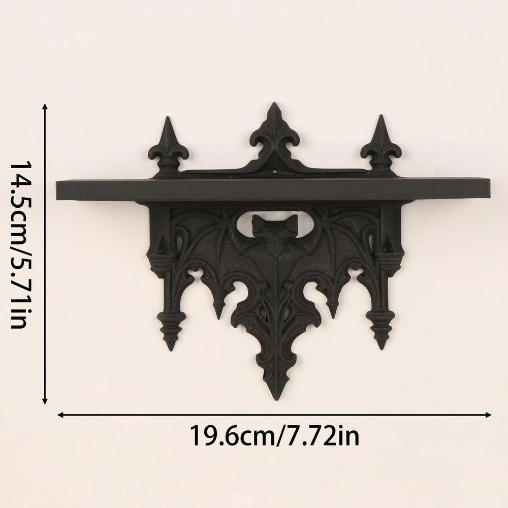 Dark Gothic Bat Carved Wall Shelf - Witch Crystal Shelf Wall Decoration & Storage-MoonChildWorld