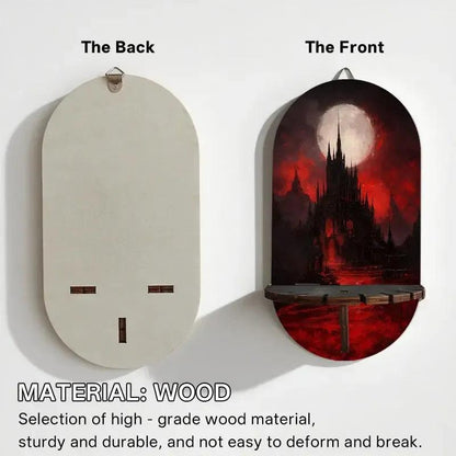 Dark Gothic Castle Wall Shelf for Crystals & Candles – Wooden Halloween Floating Shelf Witchy Altar Decor-MoonChildWorld