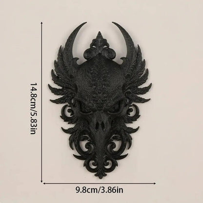Dark Gothic Raven Skull Carved Wall Decorative Witch Crow Halloween Wall Decor-MoonChildWorld