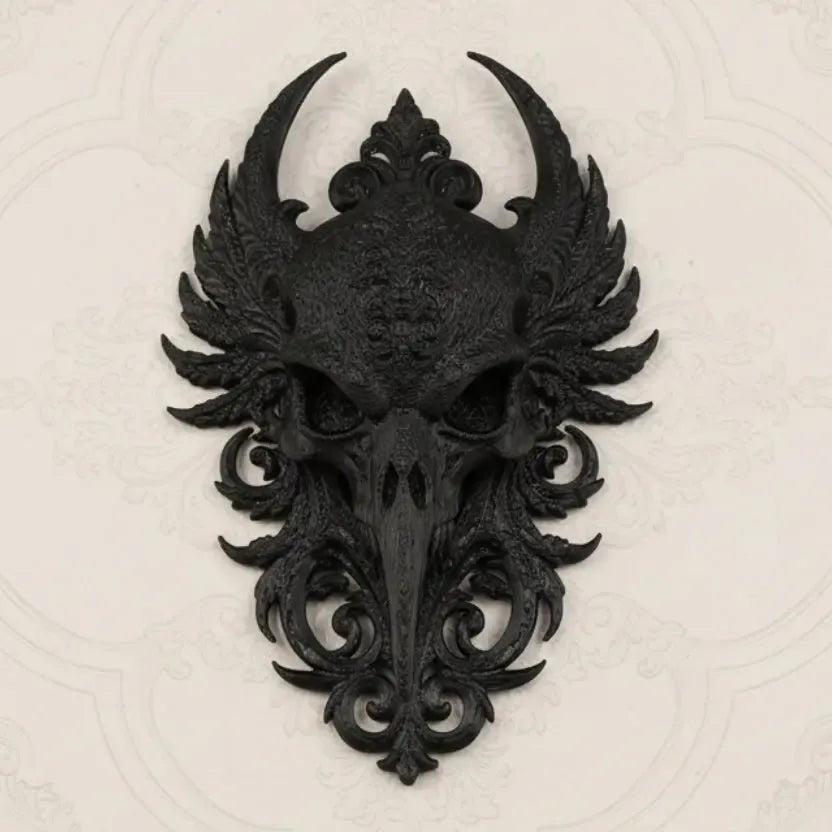 Dark Gothic Raven Skull Carved Wall Decorative Witch Crow Halloween Wall Decor-MoonChildWorld