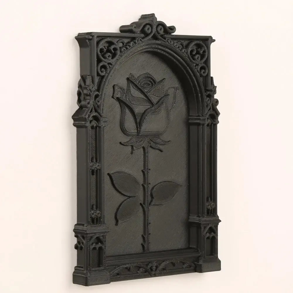 Gothic rose relief wall art black detail – Wiccan Pagan retro home wall decoration
