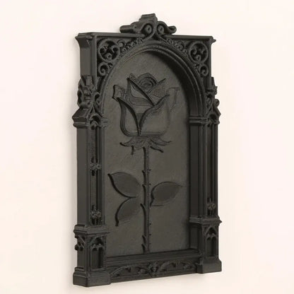 Gothic rose relief wall art black detail – Wiccan Pagan retro home wall decoration