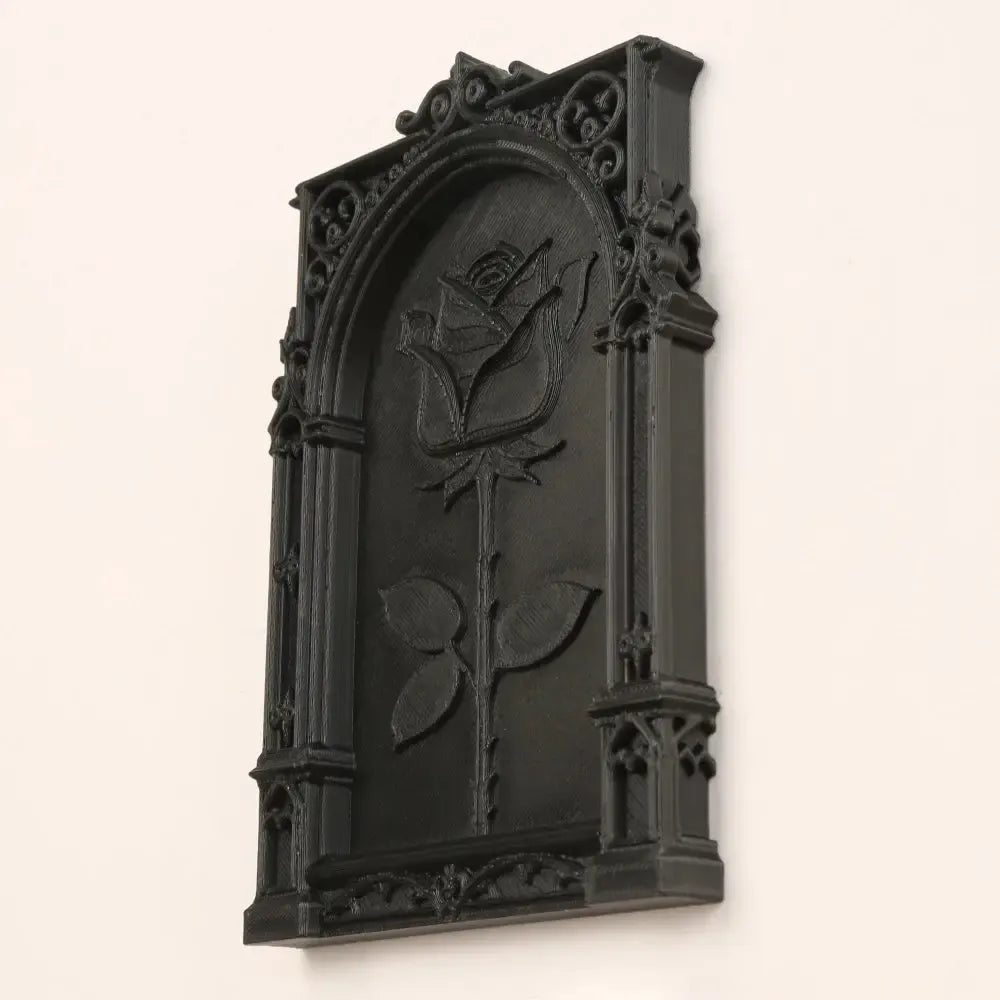 Black gothic floral rose wall decor – dark academic witchy bedroom wall art
