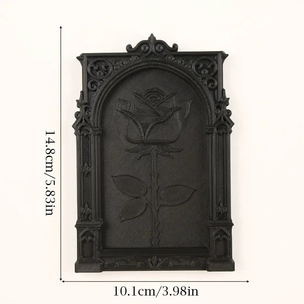 Dark gothic rose 3D relief wall hanging – Halloween gothic decor for sacred pagan spaces