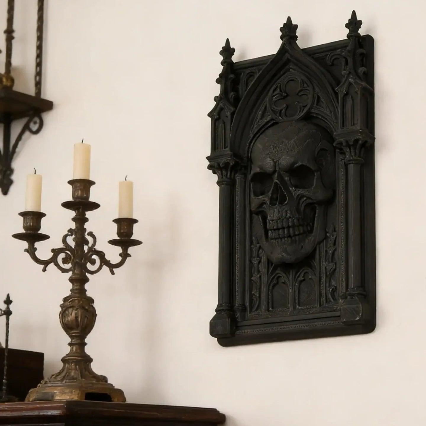 Dark Gothic Window Skull Wall Decorative - Witchy Halloween Wall Decoration-MoonChildWorld