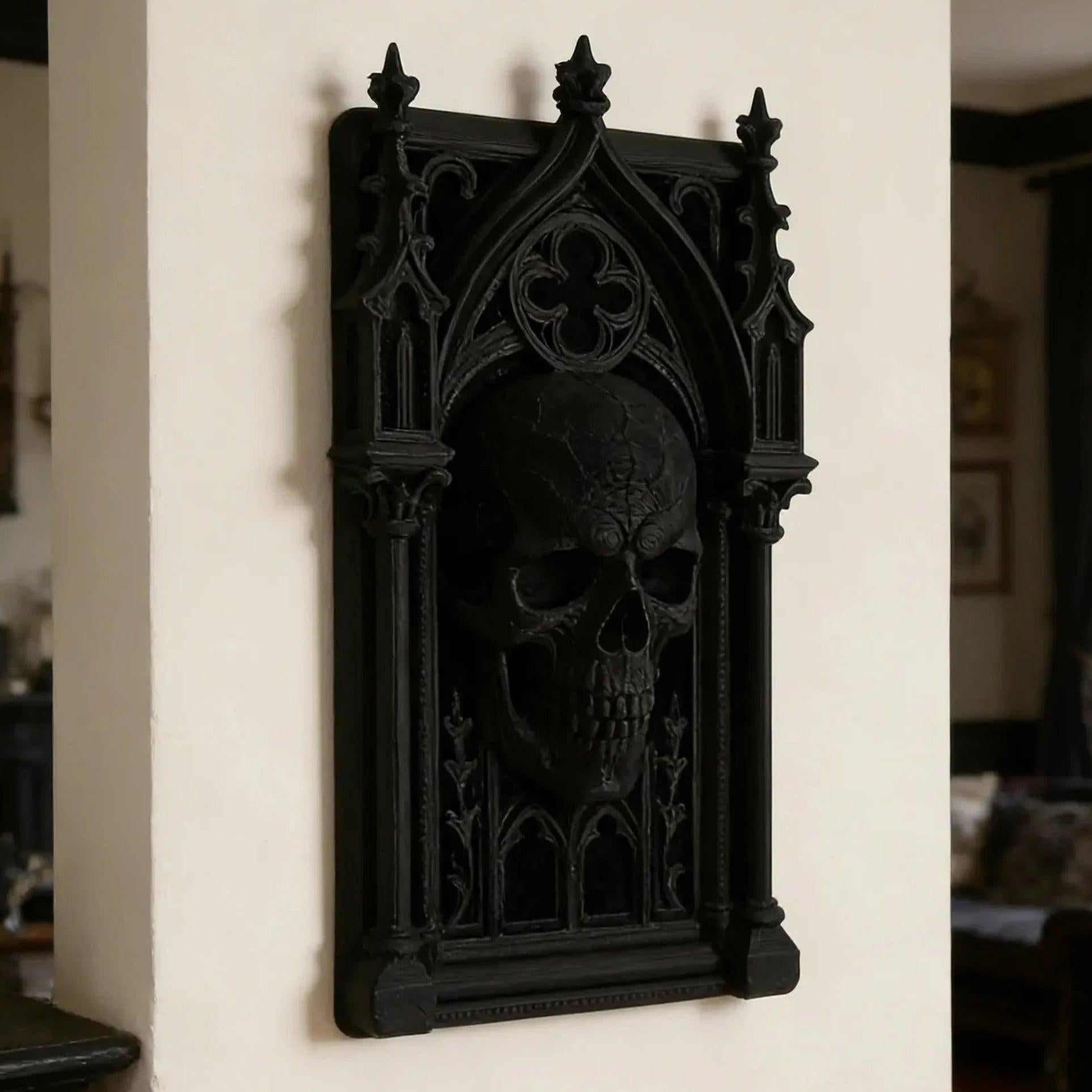 Dark Gothic Window Skull Wall Decorative - Witchy Halloween Wall Decoration-MoonChildWorld