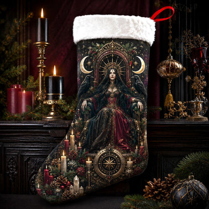 Dark Queen Christmas Stocking Gothic Victorian Witch Yule Decor
