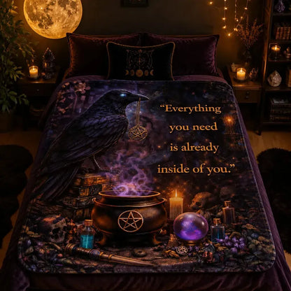 Dark Raven Gothic Crow Witchy Blanket for Wiccan Home Decor_mockup_2.webp