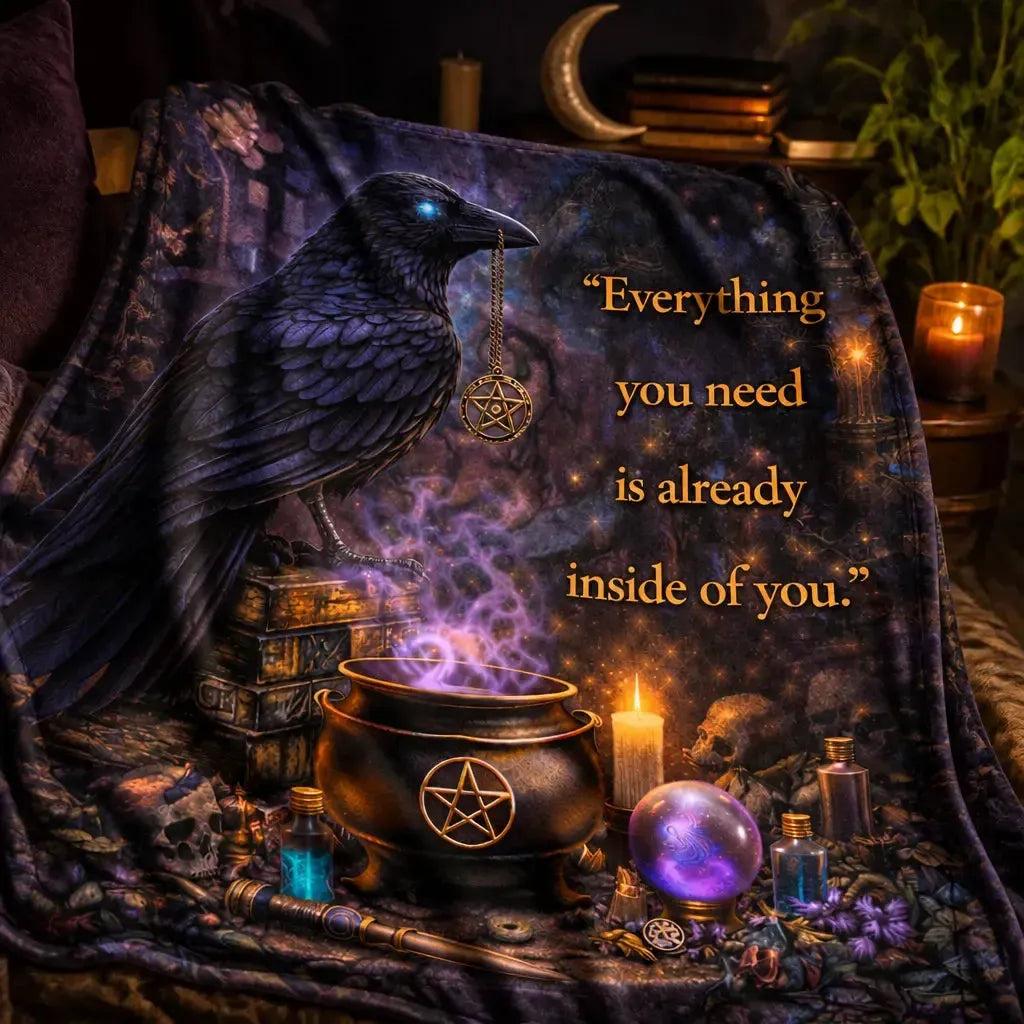 Dark Raven Gothic Crow Witchy Blanket for Wiccan Home Decor_mockup_3.webp