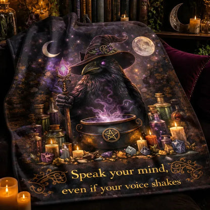Dark Raven Wiccan Blanket - Witchy Crow Gothic Blanket for Halloween_mockup_3.webp