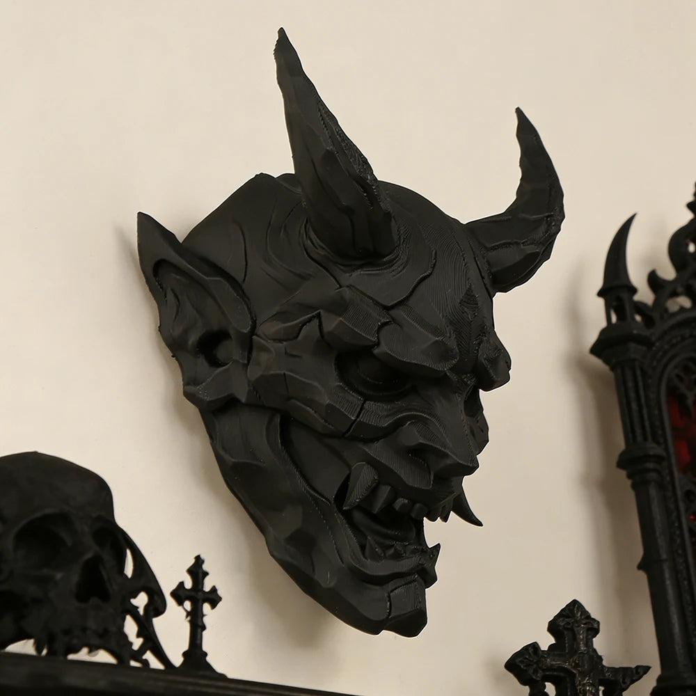 Dark Style Demon Mask Wall Hanging -Gothic Wall Art For Halloween Home Decoration-MoonChildWorld