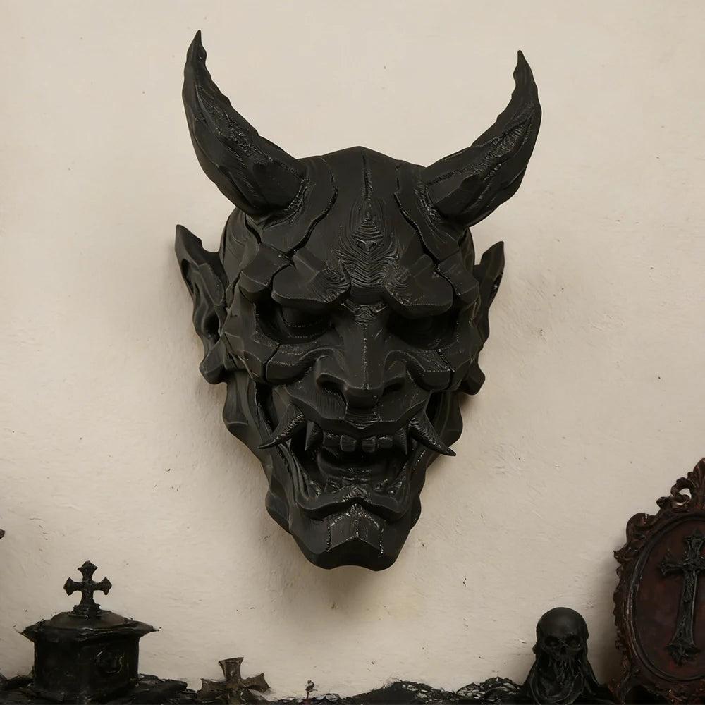 Dark Style Demon Mask Wall Hanging -Gothic Wall Art For Halloween Home Decoration-MoonChildWorld
