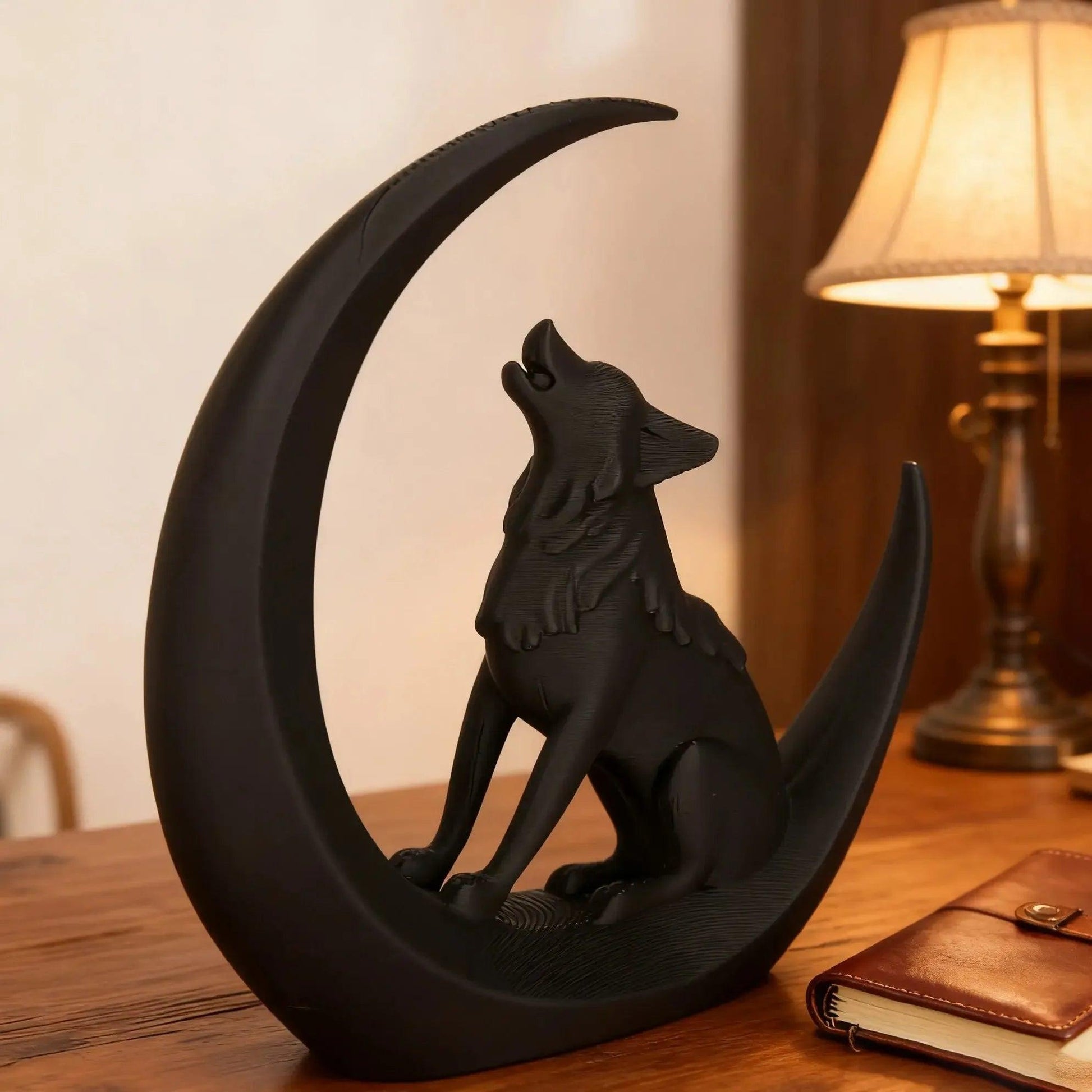 Dark Style Moon Wolf Figurine Gothic Home Decoration-MoonChildWorld