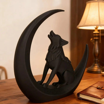 Dark Style Moon Wolf Figurine Gothic Home Decoration-MoonChildWorld