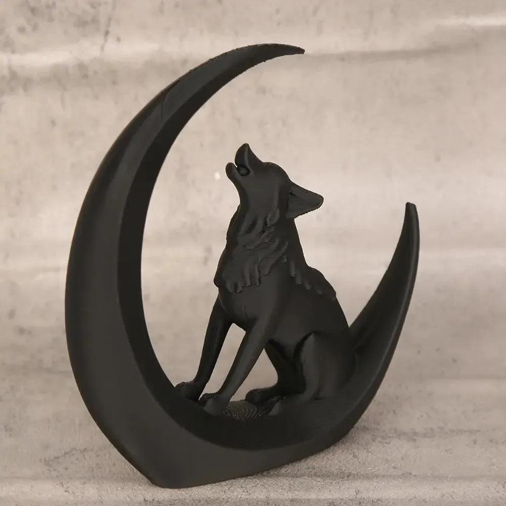 Dark Style Moon Wolf Figurine Gothic Home Decoration-MoonChildWorld