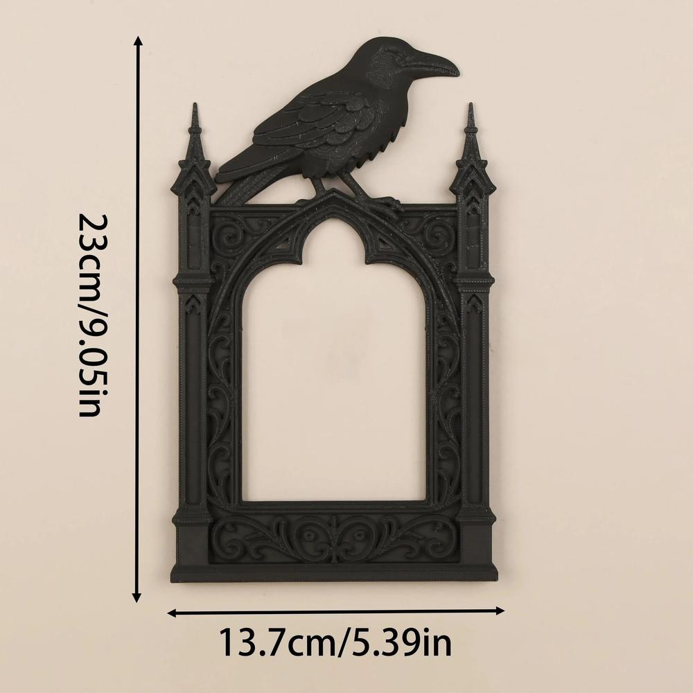 Dark Style Raven Photo Frame Witch Crow Gothic Halloween Wall Decoration-MoonChildWorld