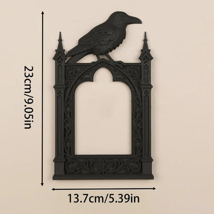 Dark Style Raven Photo Frame Witch Crow Gothic Halloween Wall Decoration-MoonChildWorld