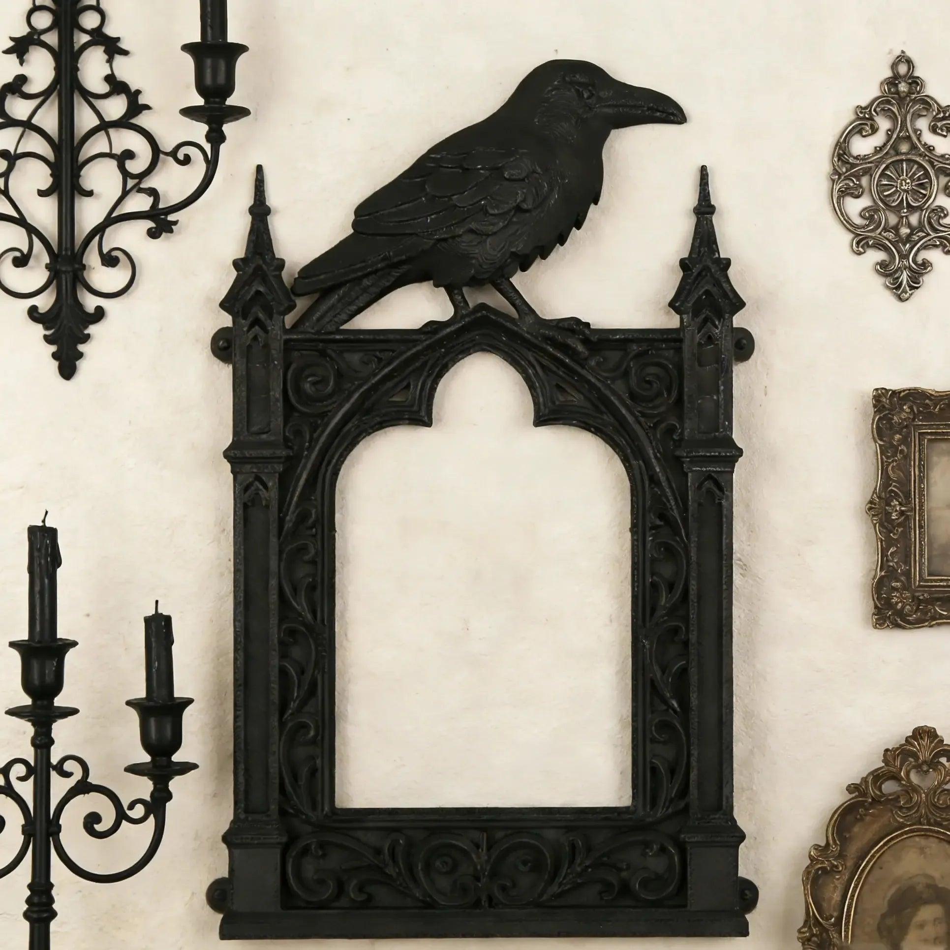 Dark Style Raven Photo Frame Witch Crow Gothic Wall Decoration-MoonChildWorld