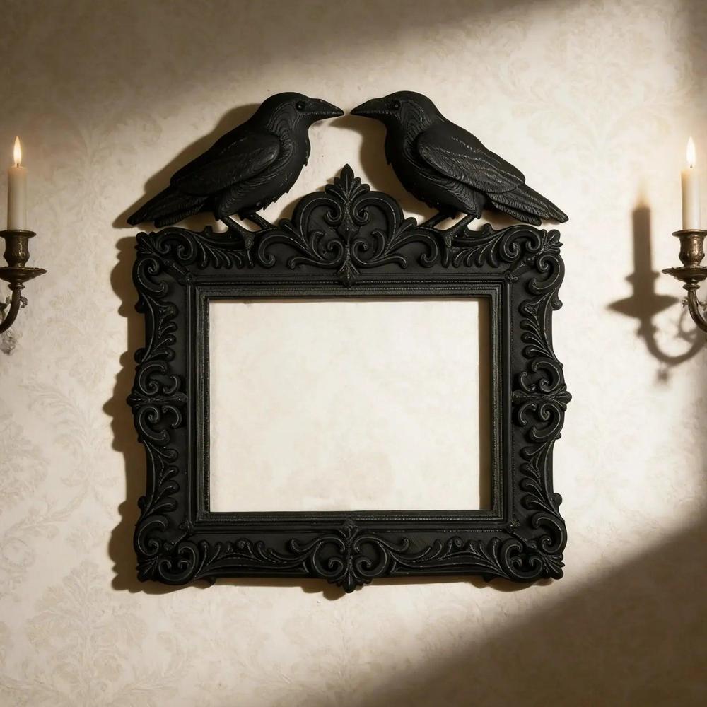 Dark Style Raven Photo Frame Witch Crow Gothic Wall Decoration-MoonChildWorld