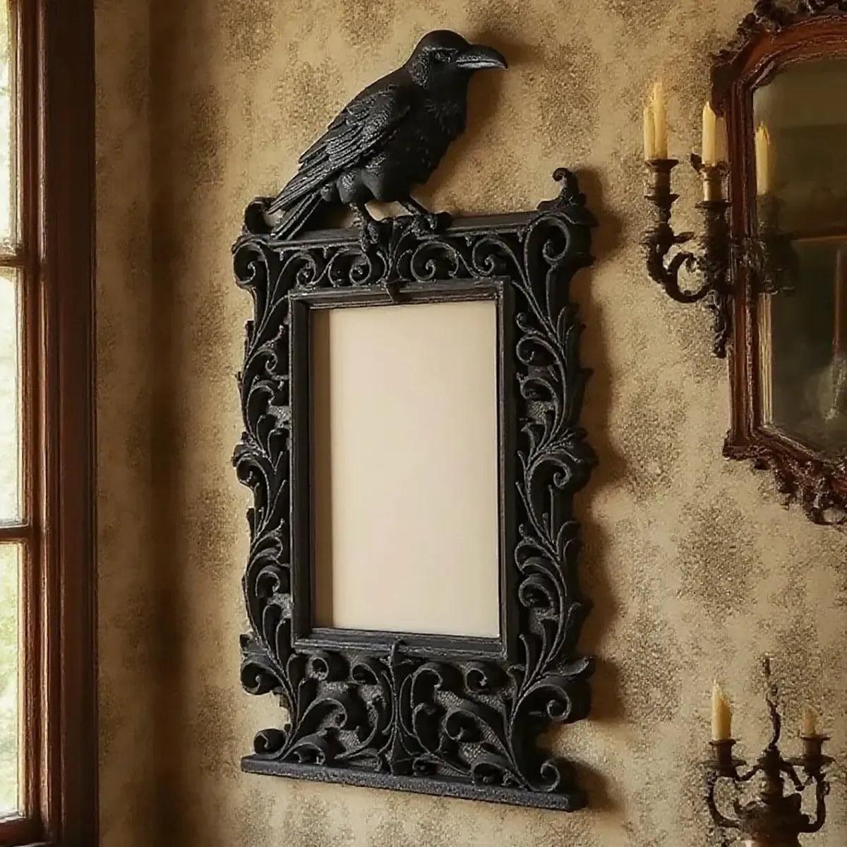 Dark Style Raven Shaped Photo Frame Witch Crow Gothic Home Decoration-MoonChildWorld