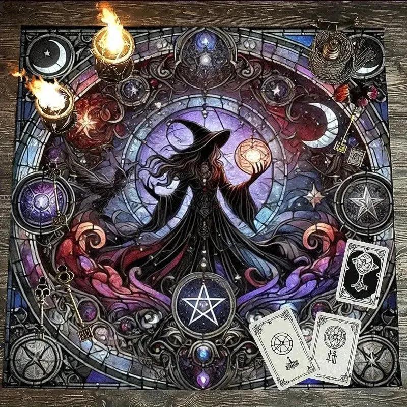 Dark Witch Altar Cloth Witchcraft Tarot Tablecloth for Reading Divination Wicca Home Decor-MoonChildWorld