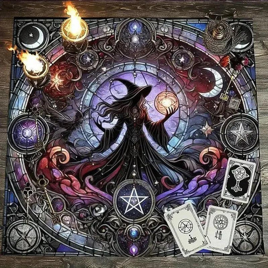 Dark Witch Altar Cloth Witchcraft Tarot Tablecloth for Reading Divination Wicca Home Decor-MoonChildWorld