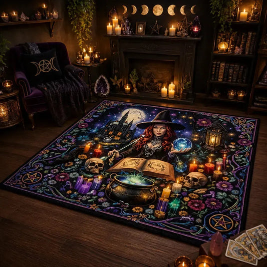 Dark Witch Area Rug – Gothic Witch Carpet for Halloween Home Decor_mockup_1.webp