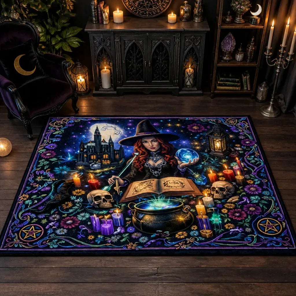 Dark Witch Area Rug – Gothic Witch Carpet for Halloween Home Decor_mockup_2.webp