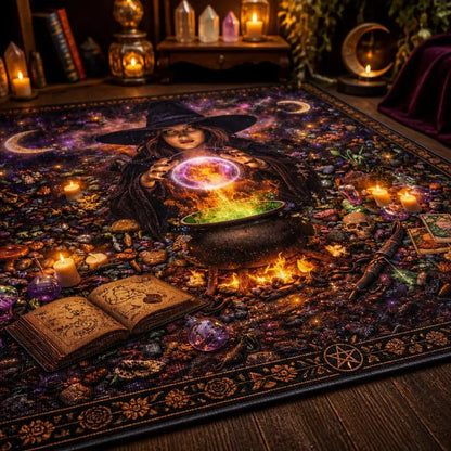 Dark Witch Area Rug – Spooky Gothic Witch Carpet for Halloween Decor_mockup_3.webp