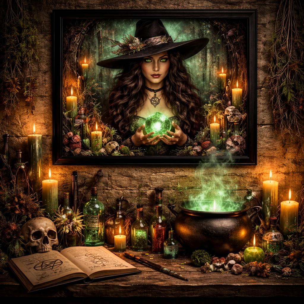 Dark Witch Black Framed Art Print - Gothic Canvas Wall Decor for Halloween-MoonChildWorld