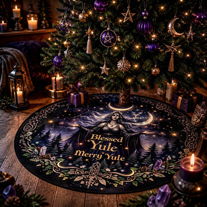 Dark Witch Gothic Yule Tree Skirt – Pagan Witchy Christmas Decor_mockup_2.webp