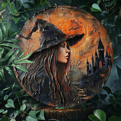 Dark Witch Metal Sign for Halloween Decor Gothic Moon Castle Metal Sign-MoonChildWorld