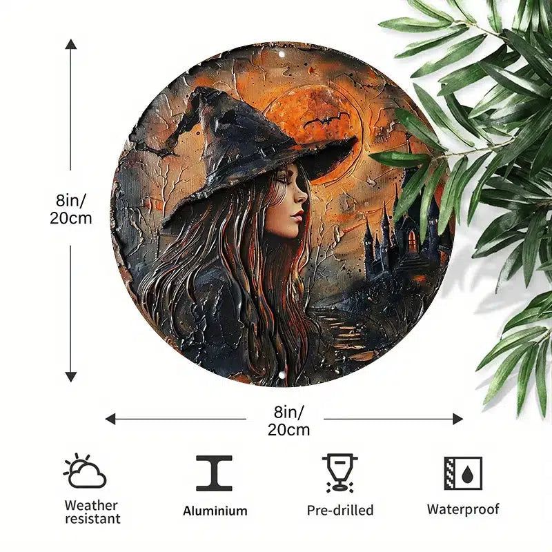 Dark Witch Metal Sign for Halloween Decor Gothic Moon Castle Metal Sign-MoonChildWorld
