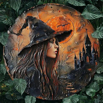 Dark Witch Metal Sign for Halloween Decor Gothic Moon Castle Metal Sign-MoonChildWorld