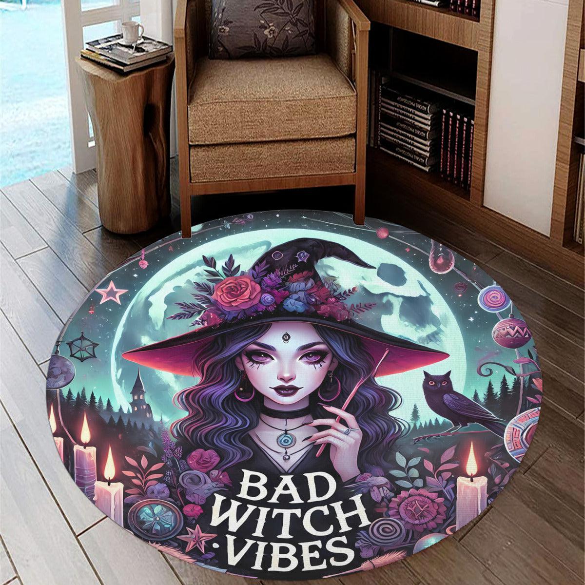 Dark Witch Round Rug Gothic Witch Carpet for Halloween Home Decor-MoonChildWorld