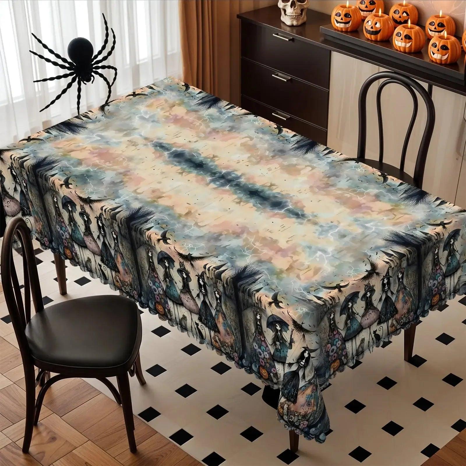 Dark Witch Tablecloth for Halloween Home Decor-MoonChildWorld