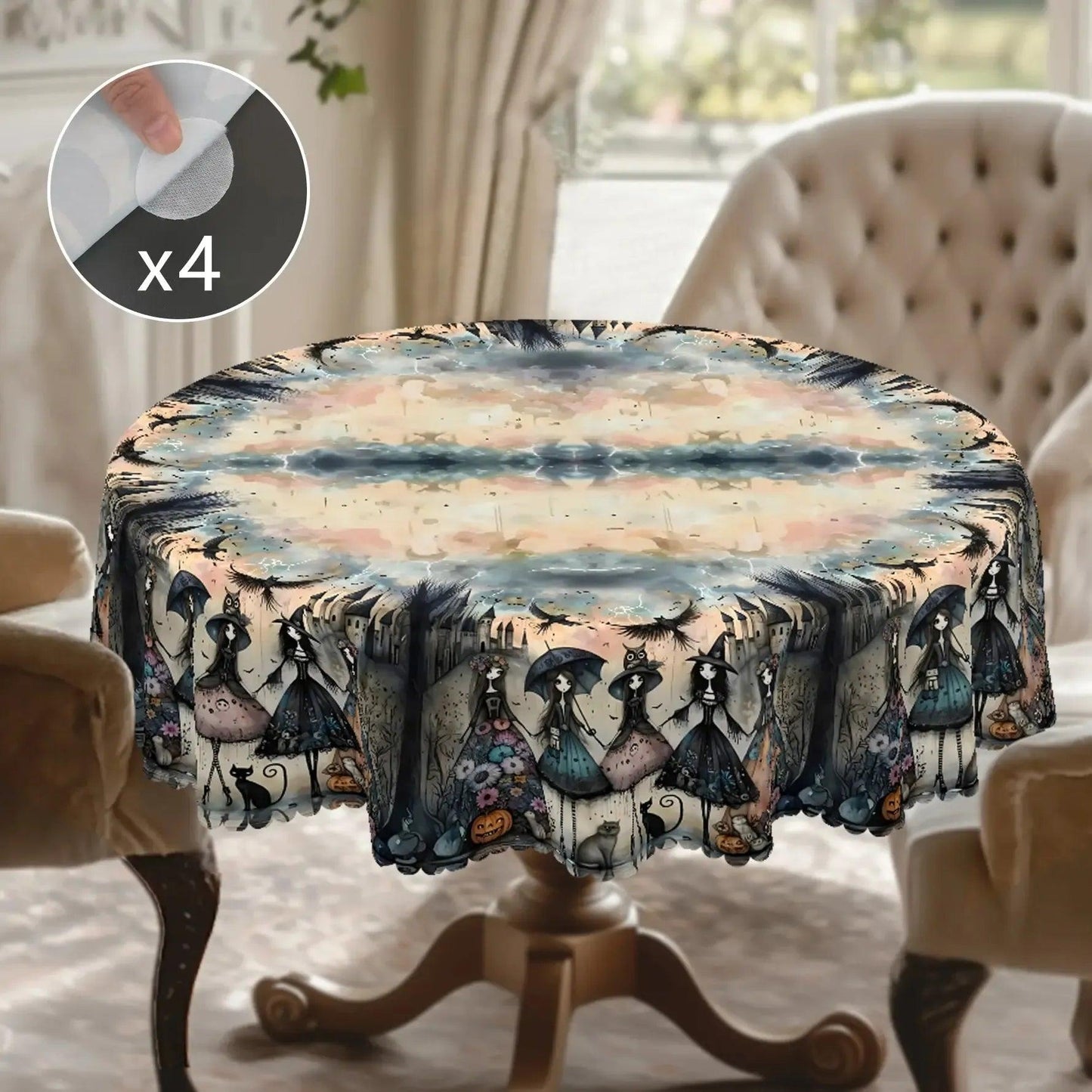Dark Witch Tablecloth for Halloween Home Decor-MoonChildWorld