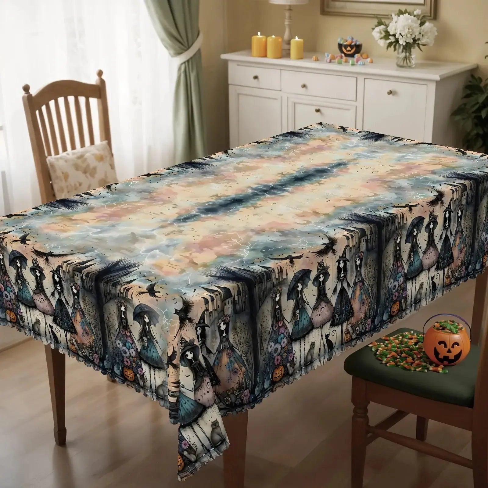 Dark Witch Tablecloth for Halloween Home Decor-MoonChildWorld