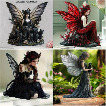 Dark Angel 2D Flat Acrylic Table Ornament Gothic Angel Desk Ornament Gothic Home Decor-MoonChildWorld