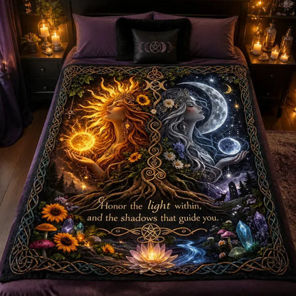 Day & Night Wiccan Sun & Moon Goddess Blanket - Celtic Tree of Life Pagan Blanket_mockup_2.webp