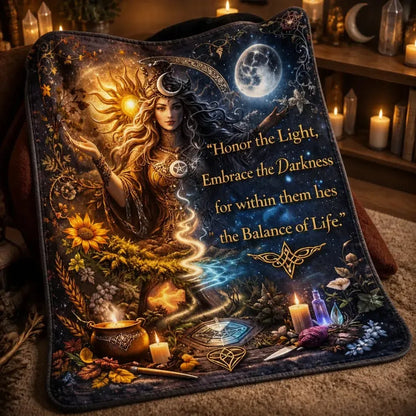 Day & Night Wiccan Sun & Moon Goddess Blanket - Pagan Goddess Blanket Witchy Decor_mockup_3.webp