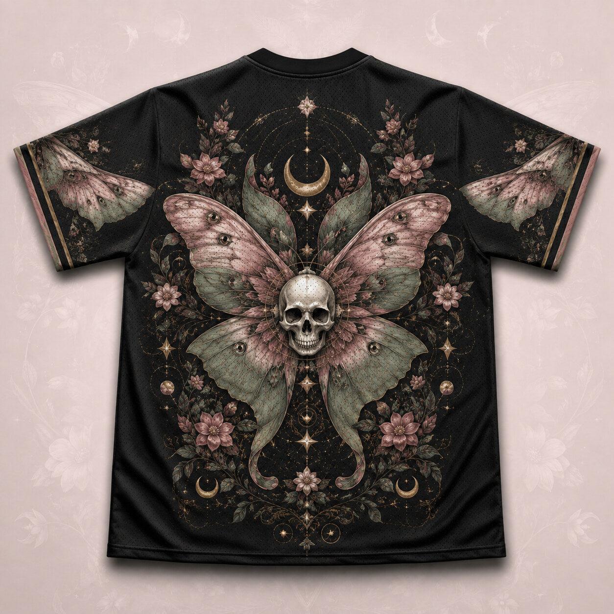 Death Head Moth Moon Phases T-Shirt Pink Rose Gothic Tee back view