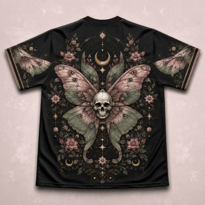 Death Head Moth Moon Phases T-Shirt Pink Rose Gothic Tee back view