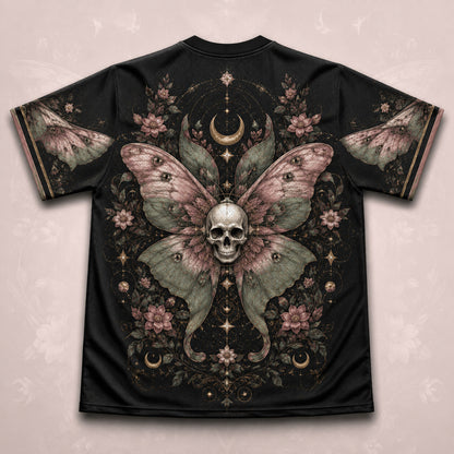 Death Head Moth Moon Phases T-Shirt Pink Rose Gothic Tee back view