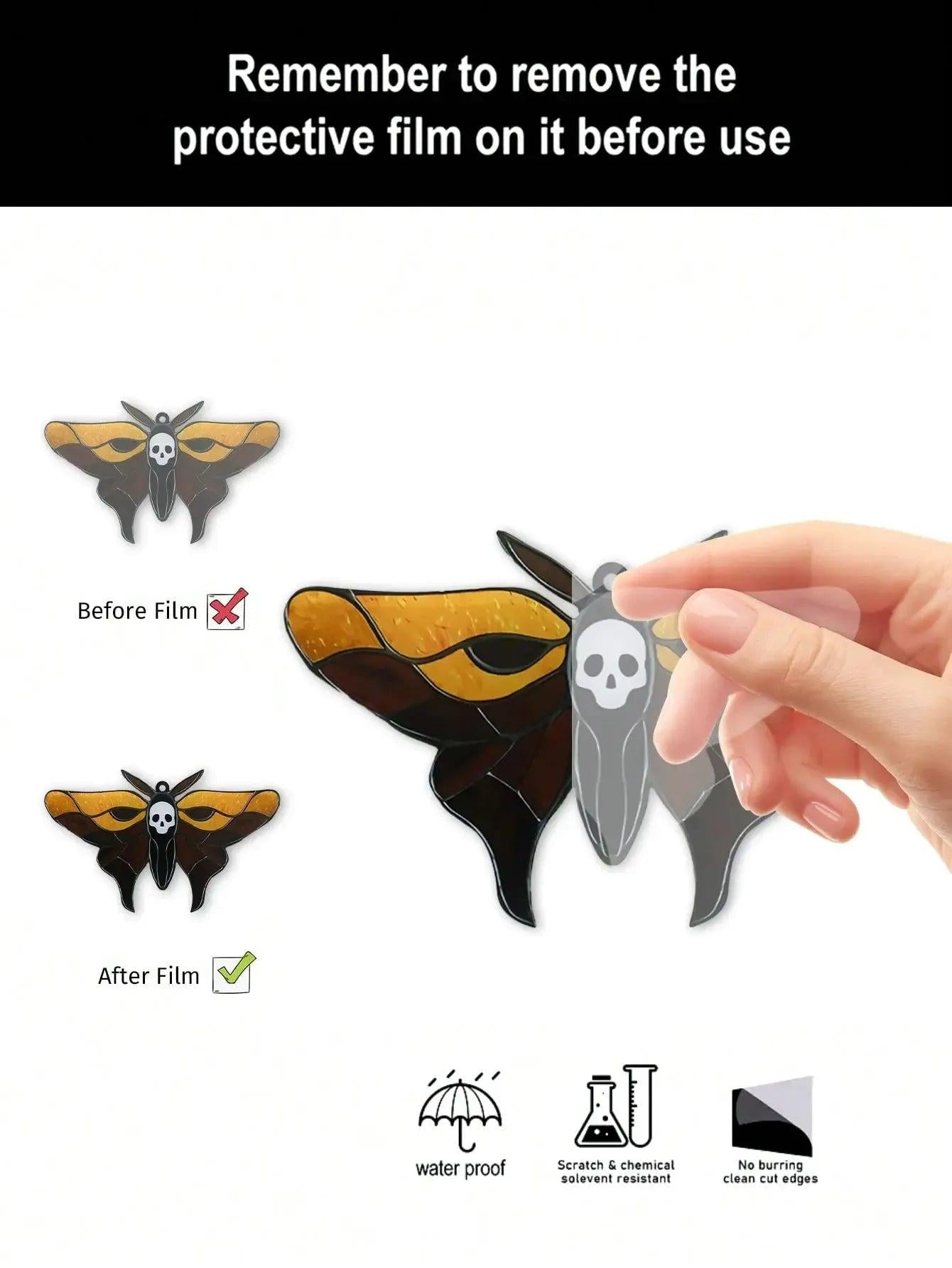 Death Moth Halloween Suncatcher Window Hangings - Gothic Skull Butterfly Suncatcher Window Ornaments-MoonChildWorld