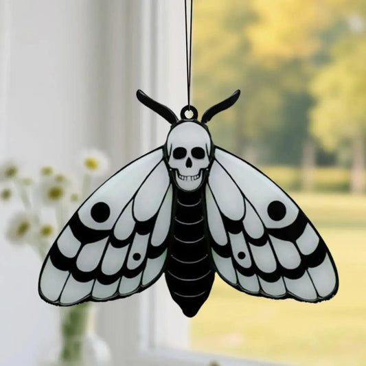 Death Moth Halloween Suncatcher Window Hangings - Gothic Skull Butterfly Suncatcher Window Ornaments-MoonChildWorld